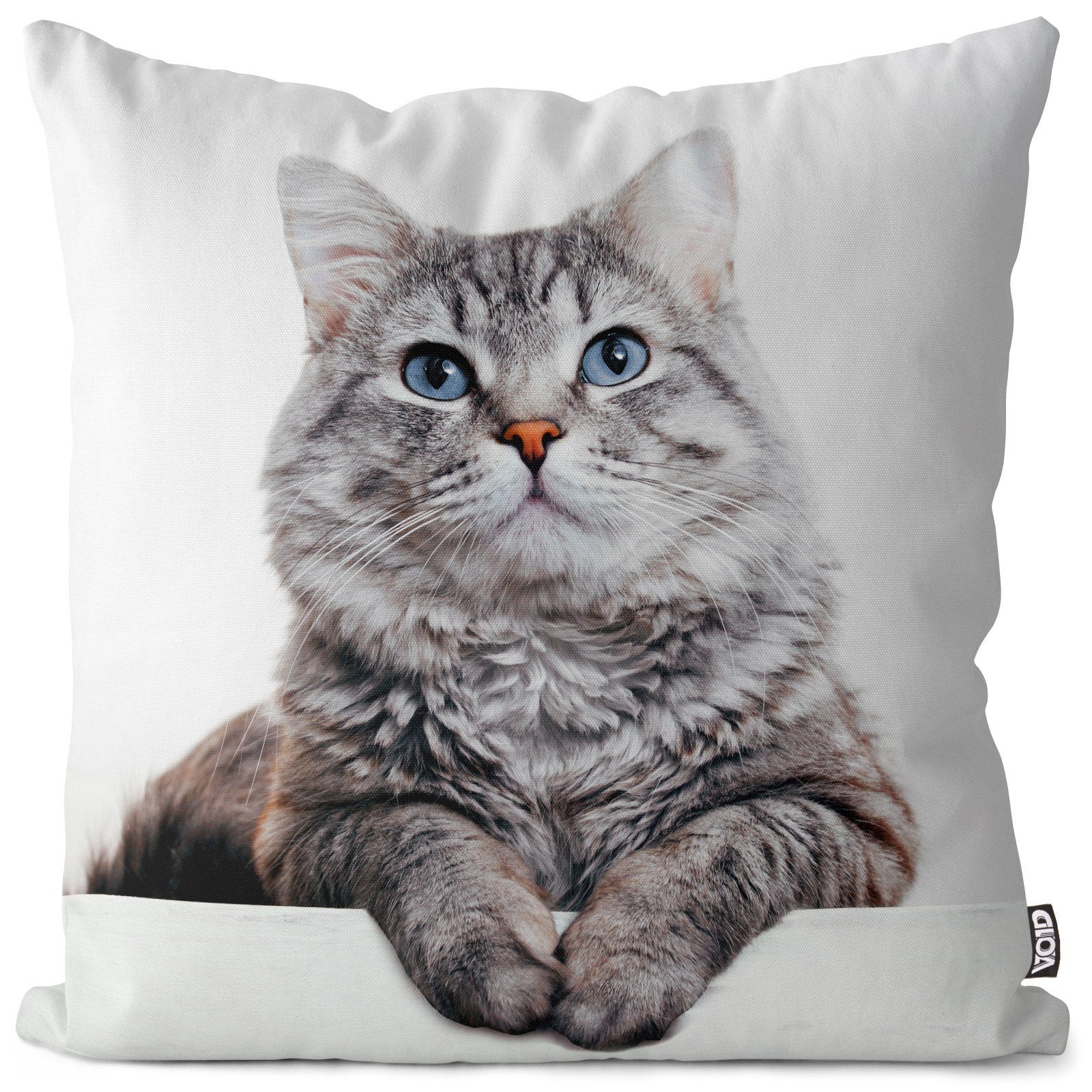 Kissenbezug, VOID (1 Stück), Sofa-Kissen Graue Katze getigert Kissenbezug Katze Kätzchen Tier Haustier Kartäuser Scottis