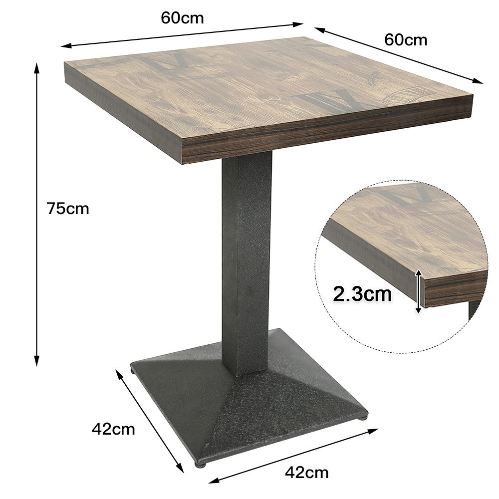 JEOBEST Esstisch Esszimmertisch 60x60cm Quadratisch Küchentisch, Metallbeinen, Stabilem Standfuss, für 4 Personen