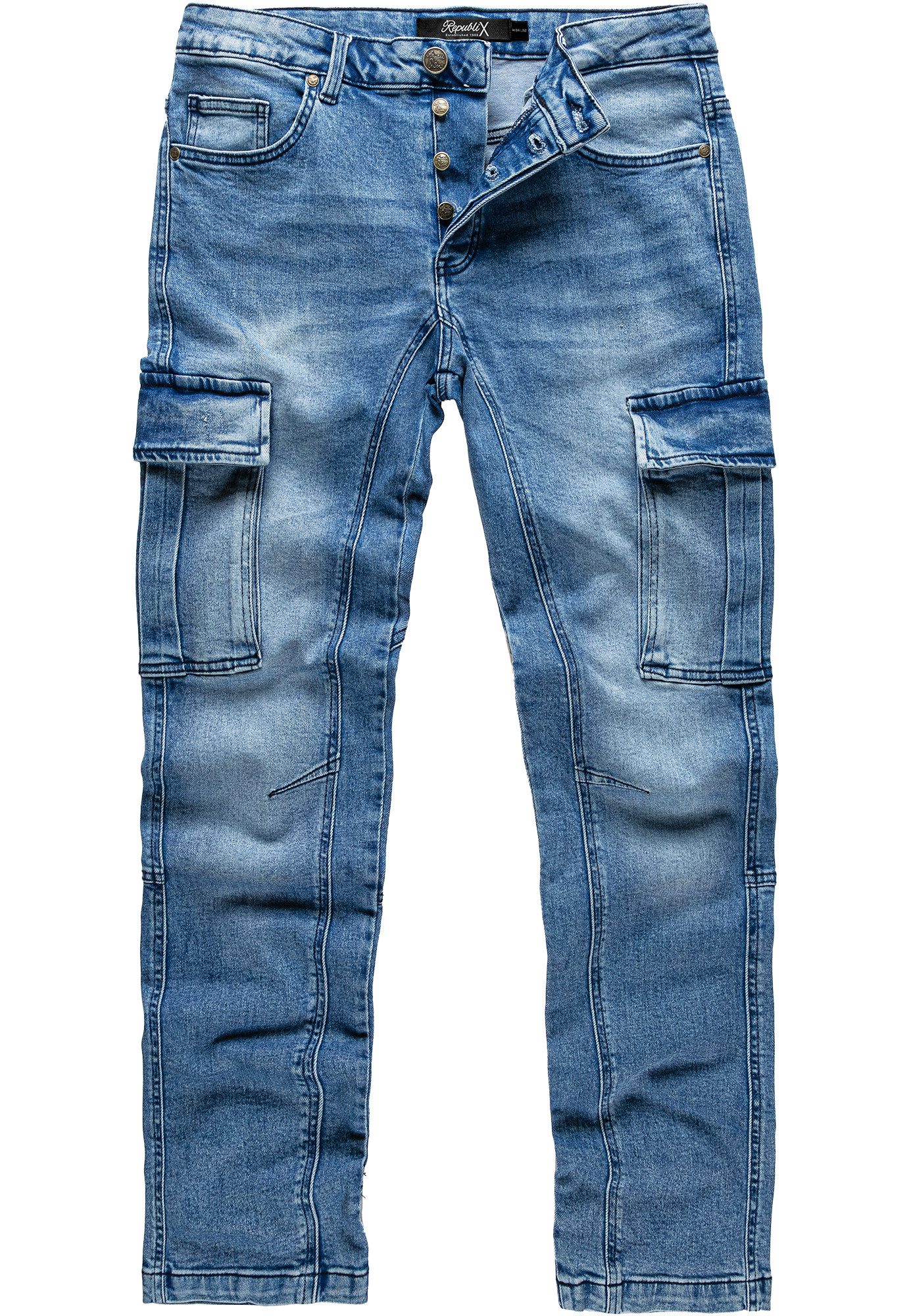 REPUBLIX Straight-Jeans WESTON Herren Regular Fit Denim Cargo Jeans Hose günstig online kaufen