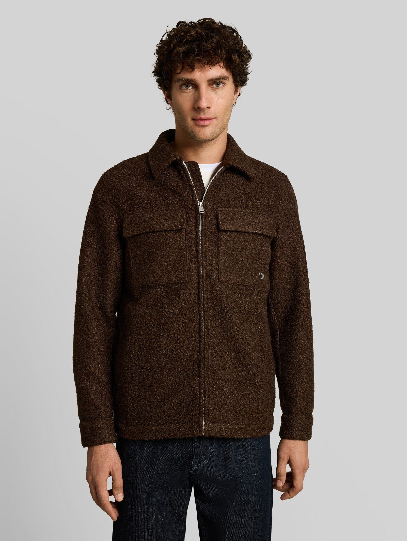 TOM TAILOR Denim Wolljacke Jacken Bouclé Overshirt mit Reißverschluss