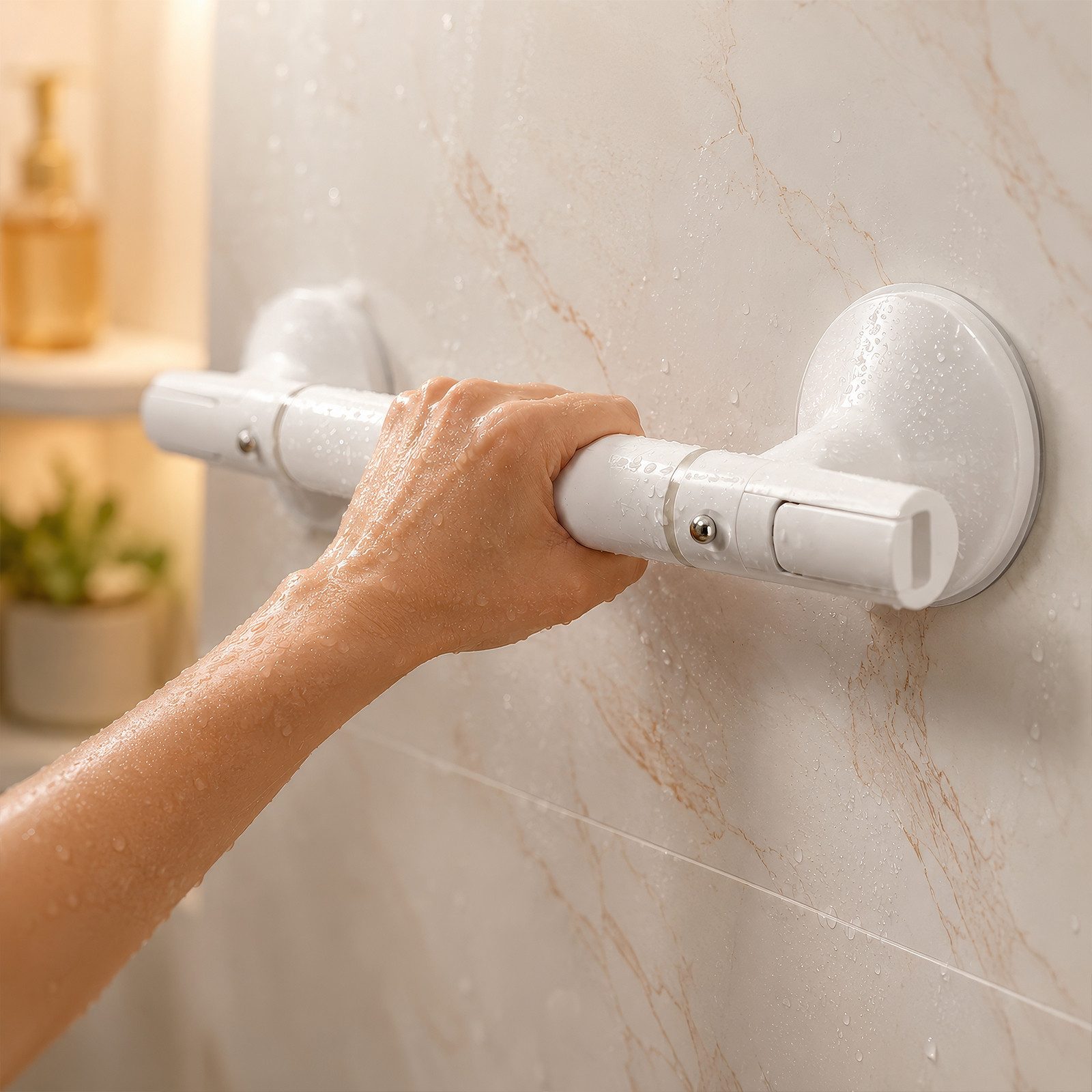 BlingBin Haltegriff Dusch-Haltegriffe für Senioren, Badewannen, Toiletten und Duschen, belastbar bis 110 kg, ohne Bohren abnehmbare Griffstangen für das Bad,WC Haltestange