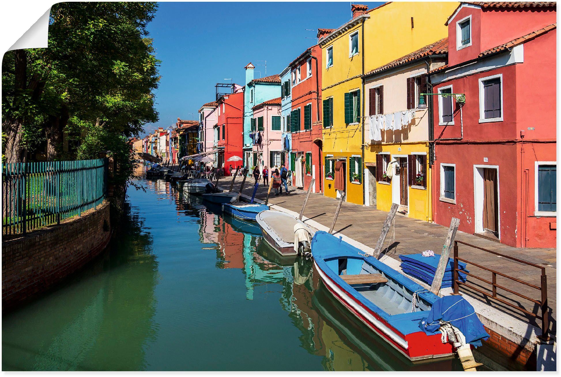 Alubild, auf Poster Wandaufkleber St), Burano versch. Bilder Leinwandbild, oder als Insel Gebäude & von Wandbild in Schiffen Größen Bunte Artland (1 Booten Venedig,