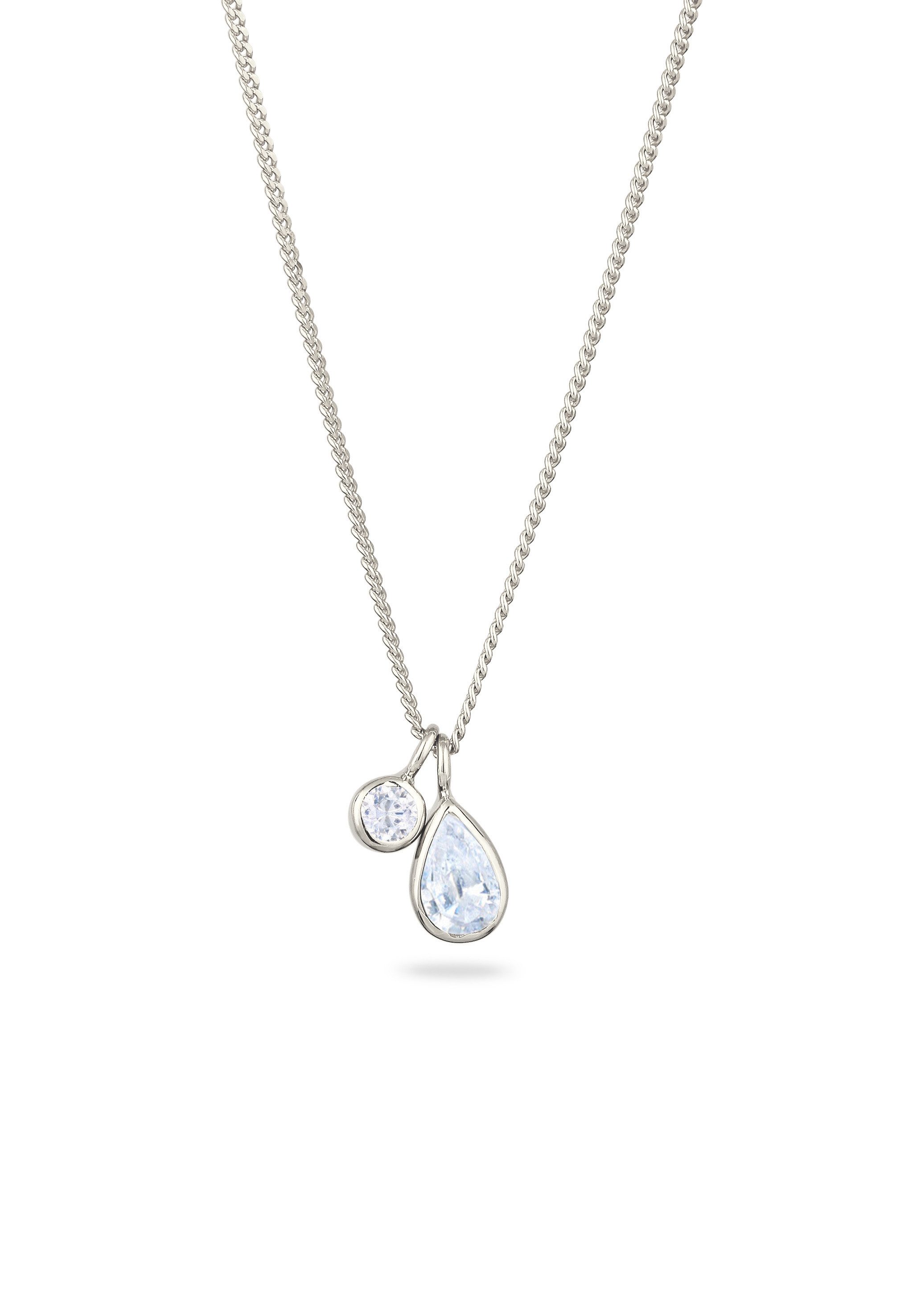 Kette mit Anhänger Anhänger Tropfen Zirkonia Weiß 925 Sterling Silber