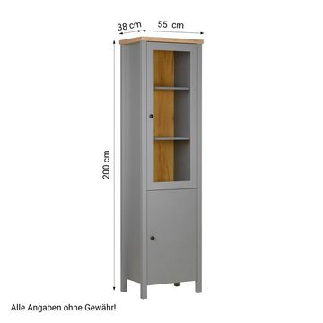 Homestyle4u Kommode Vitrine Highboard Wohnzimmerschrank Grau (kein Set)