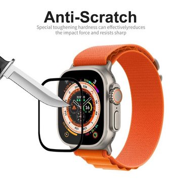Wigento Smartwatch-Hülle Für Apple Watch Ultra 1 + 2 49mm 3D 0,3mm H9 Hart Glas Transparent