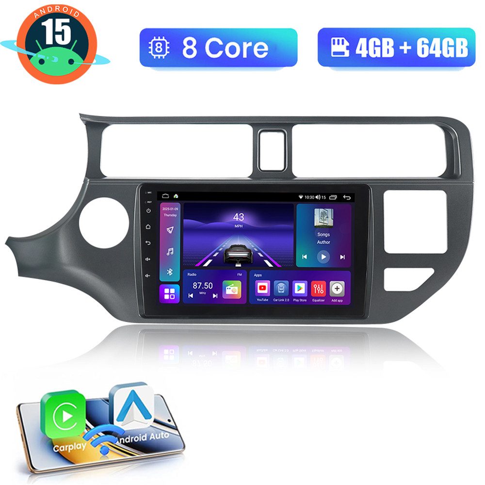 A-Sure Für Kia Rio 3 III Pride 2012-2014 4+64G Android 15 Carplay FM GPS Navi Autoradio (1280*800 IPS Screen/8-Core CPU)