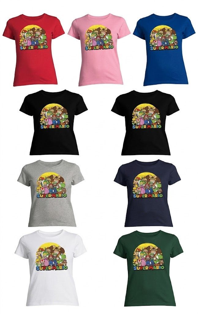 T-Shirt SuperMarioSun Damen T Shirt Gaming Print Retro Kult Motiv Style