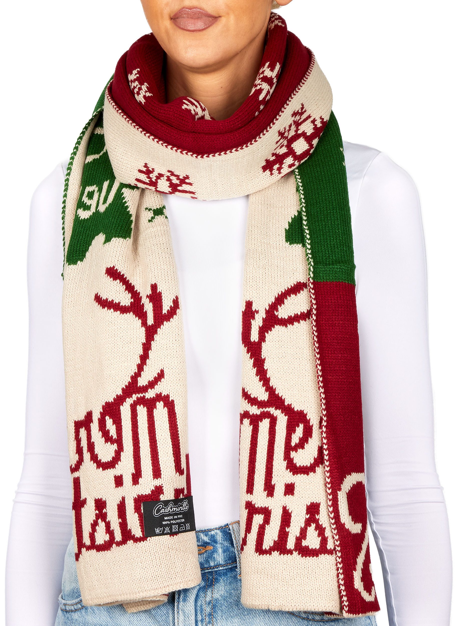 BRUBAKER Schal Cashmirillo Weihnachtsschal für Damen und Herren - Merry Christmas, (Weihnachten Schal, 1-St. Damenschal mit weichem Kaschmir-Gefühl), 70 x 200 cm - Warm & Kuschelig für Herbst & Winter - Winterschal