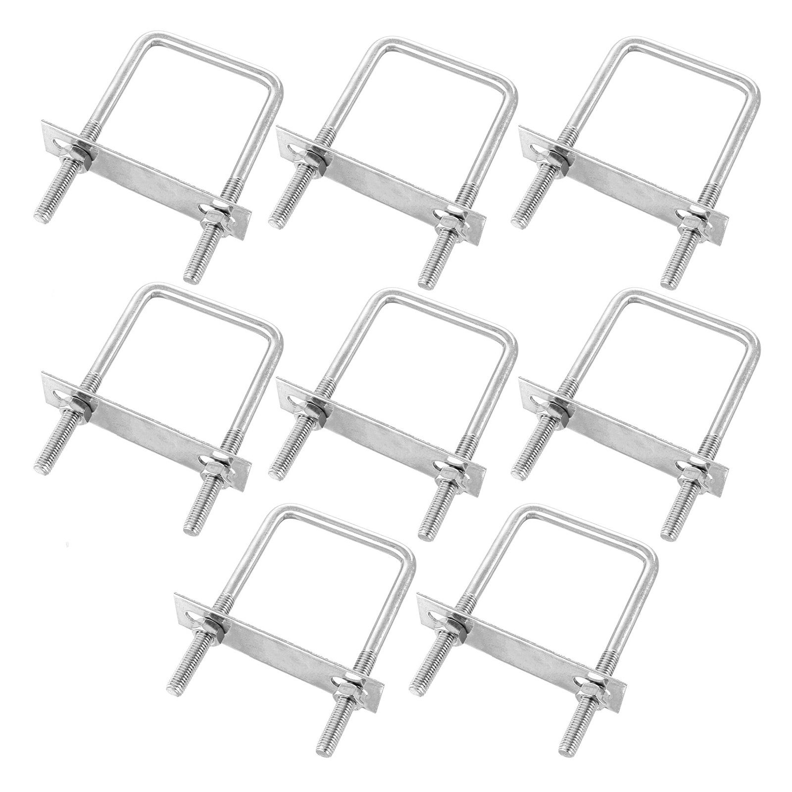 JOYOLEDER Schäkel 8 Stück Vierkant U-Bolzen (70 mm) Bügelschraube Innenbreite, (Edelstahl M8 mit Muttern, Rahmenplatte, 8-St)