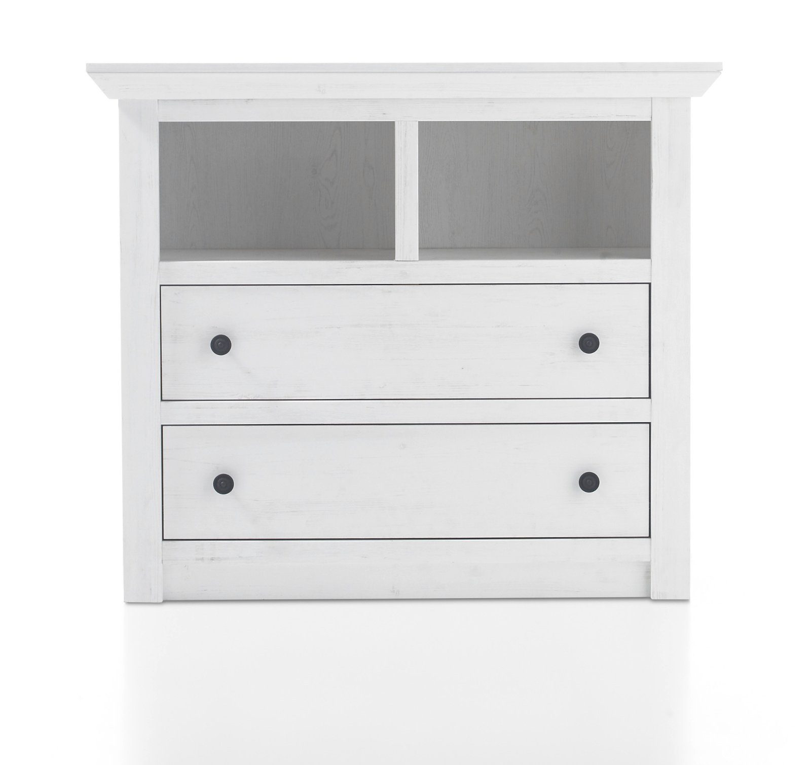 Furn.Design Kommode Hooge (Sideboard in Pinie weiß Landhaus, 105 x 90 cm), mit 2 großen Schubladen