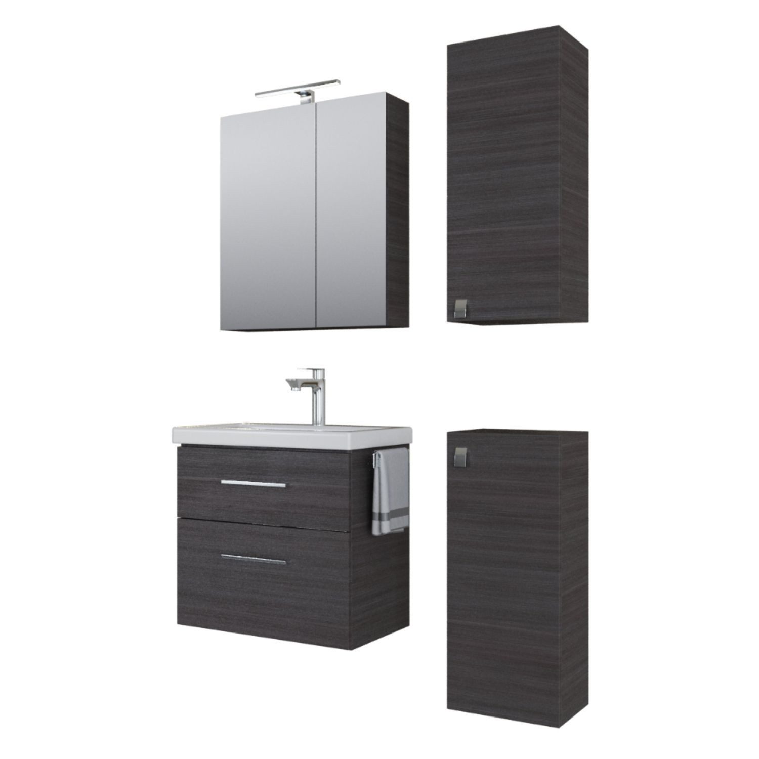 Planetmöbel Badmöbel-Set Badmöbel-Set mit Spiegelschrank 63cm günstig online kaufen