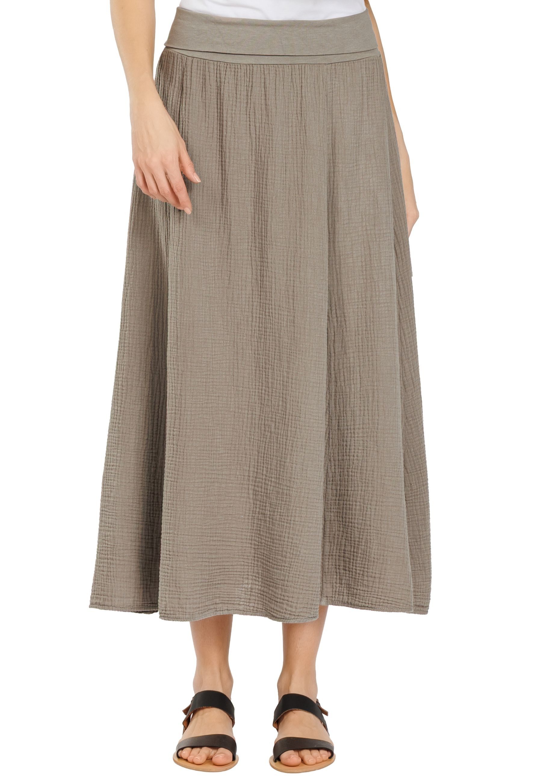 Caspar Maxirock Damen Musselin Maxi Rock lang 100% Baumwolle Made in Italy - Ro036