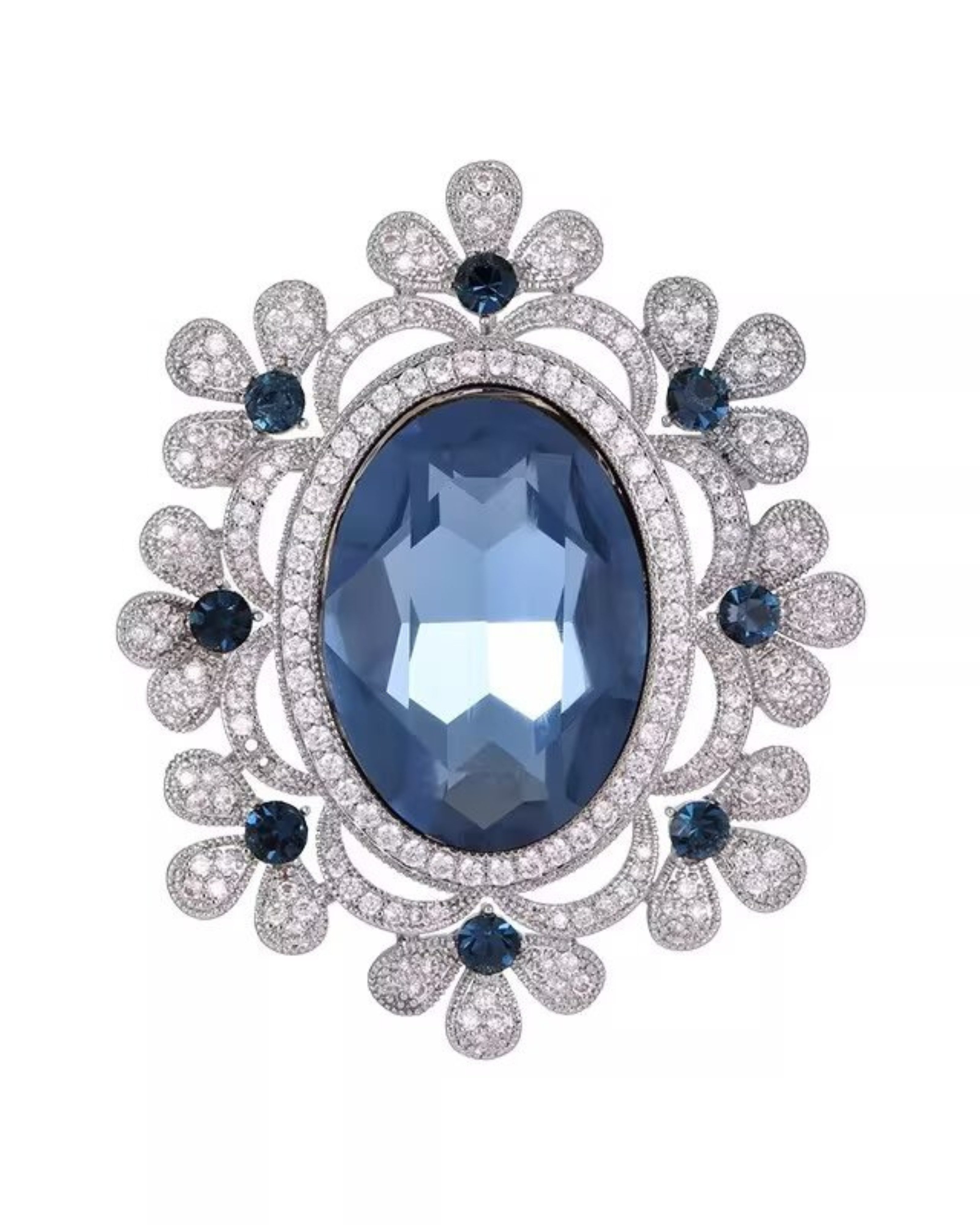 Brosche "Blaue Kaiserin", mit Strass-Steinen blau
