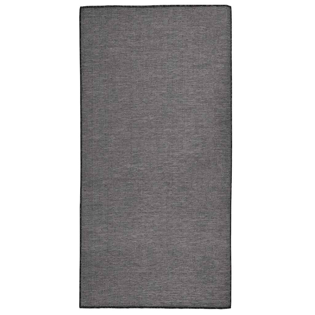 vidaXL Teppich Outdoor-Teppich Flachgewebe 100x200 cm Grau, Rechteckig