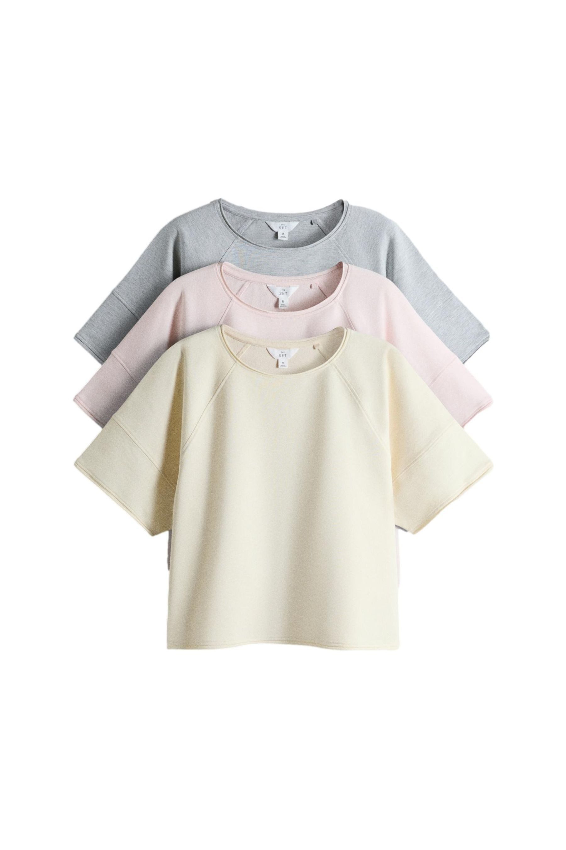 T-Shirt 3 x The Set Loopback-T-Shirts mit Raglanärmeln