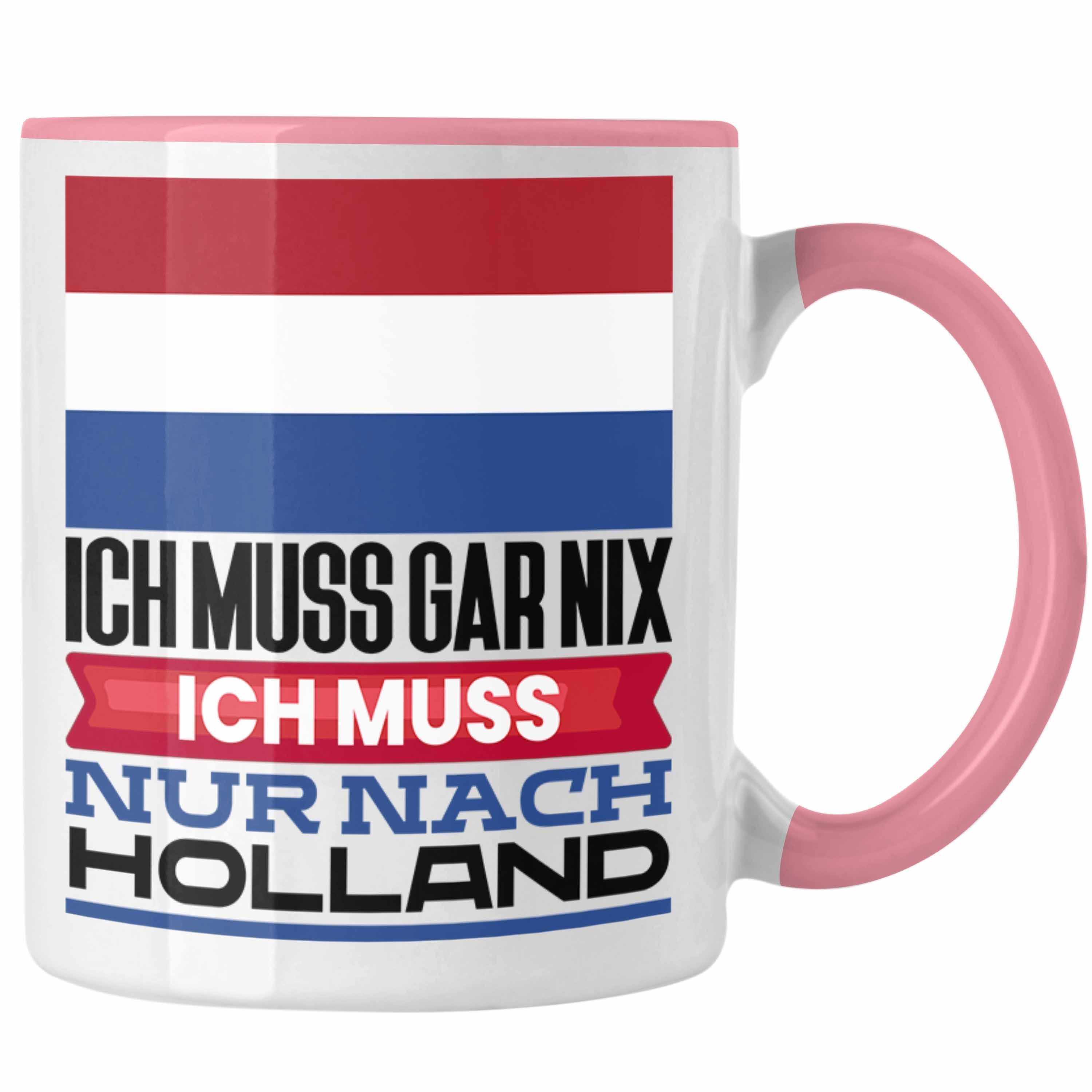 Trendation Tasse Holland Tasse Geschenk für Holländer Geburtstag Urlaub Geschenkidee Ic Rosa
