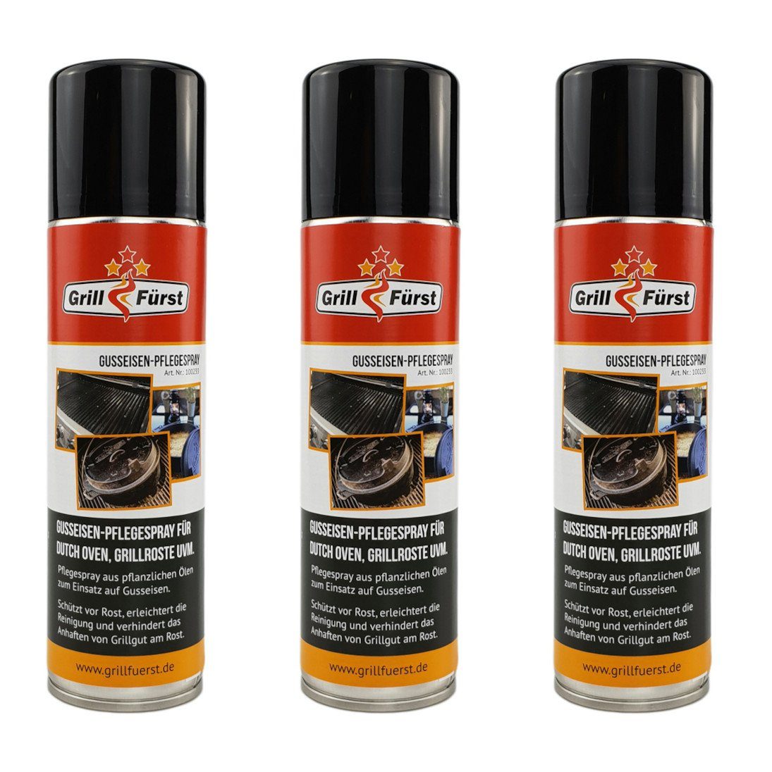Grillfürst Bratentopf Grillfürst Pflegespray für Gusseisen 3er Set