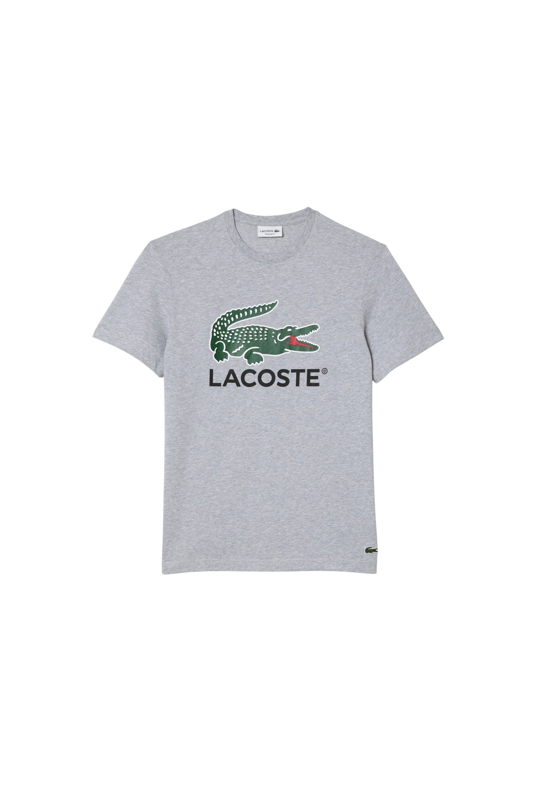 Lacoste T-Shirt T-Shirt Kurzarmshirt mit Rundhalsausschnitt und (1-tlg) hellgrau