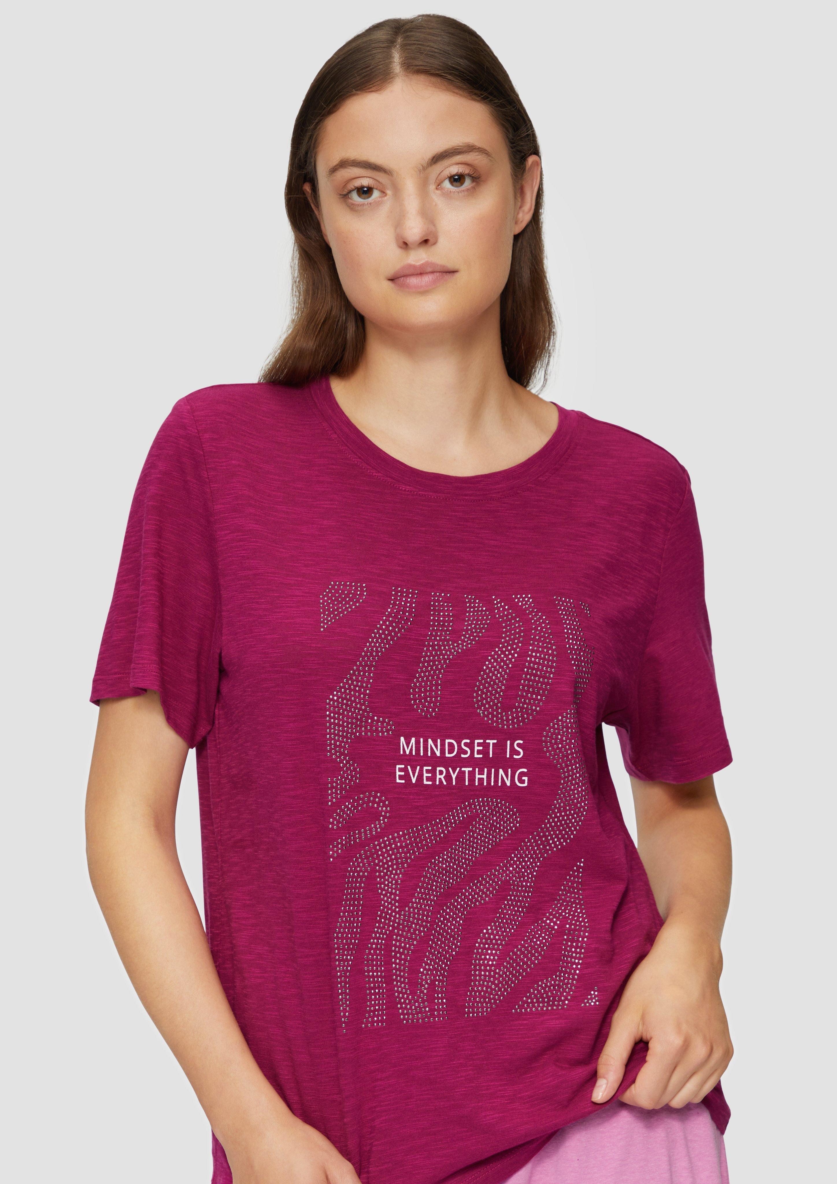 s.Oliver Kurzarmshirt Flammgarnshirt mit Schmucksteinen Schmucksteine günstig online kaufen
