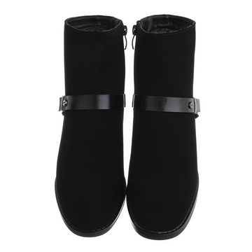 Ital-Design Damen Elegant Stiefelette Blockabsatz Klassische Stiefeletten in Schwarz