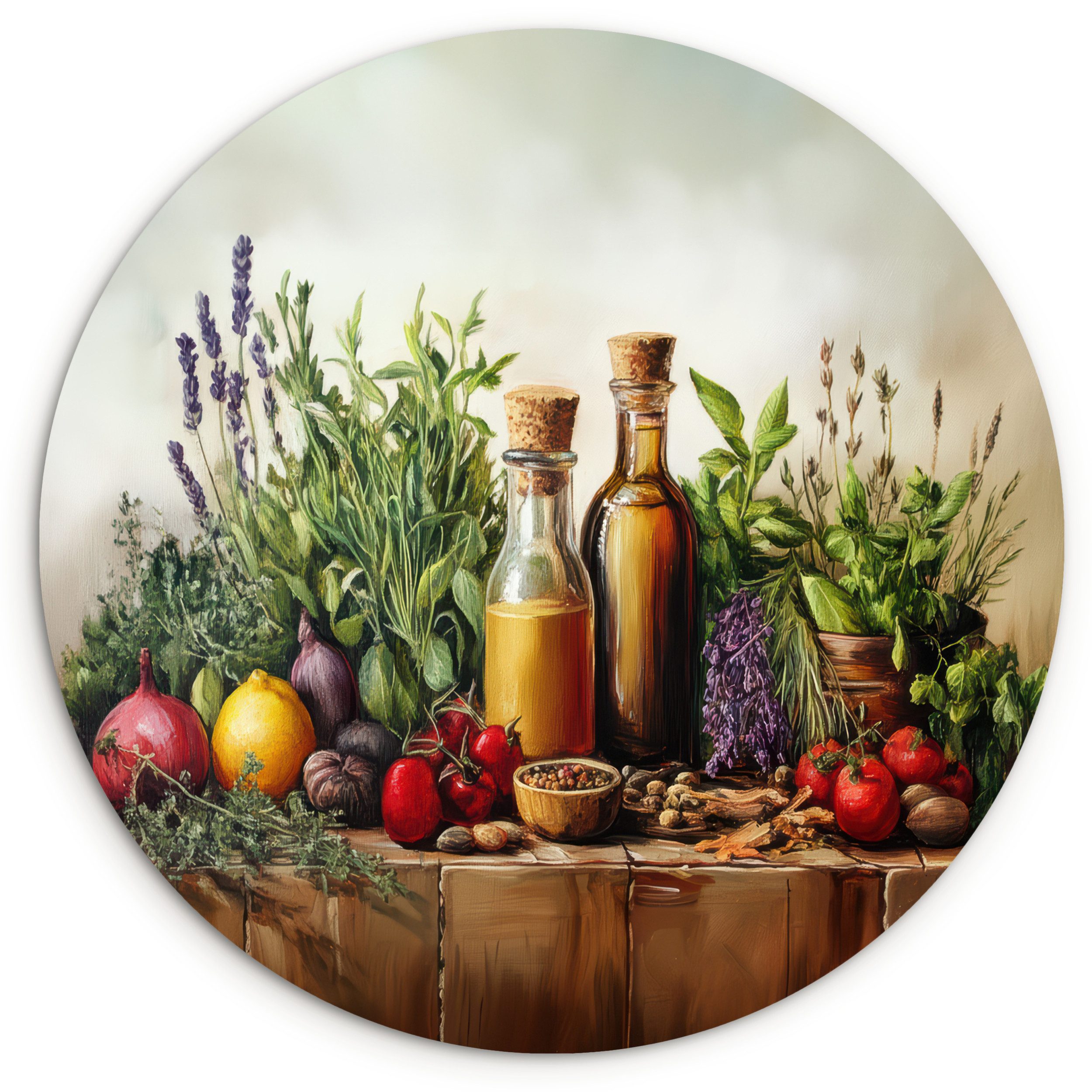 MuchoWow Gemälde Stilleben - Kräuter - Gewürze - Früchte - Farbenfroh, Foto günstig online kaufen