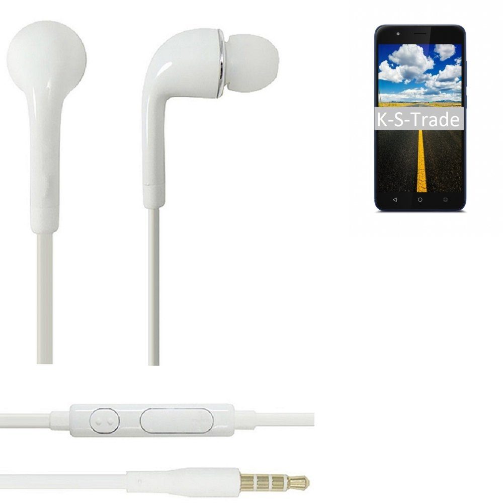 K-S-Trade für Gigaset GS270 Plus In-Ear-Kopfhörer (Kopfhörer Headset mit Mikrofon u Lautstärkeregler weiß 3,5mm)