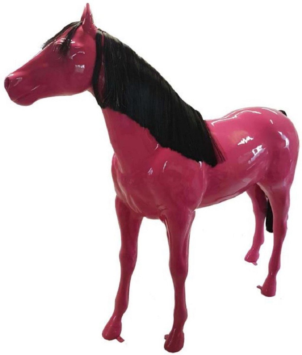 Casa Padrino Skulptur Luxus Pferd Lebensgroße Pink cm Deko / - Tierfigur Skulptur Gartenskulptur Schwarz Luxus Skulptur Deko Figur XXL - XXL 240 H. Skulptur - Deko 200 Riesige - Tierfigur - x XXL - Deko