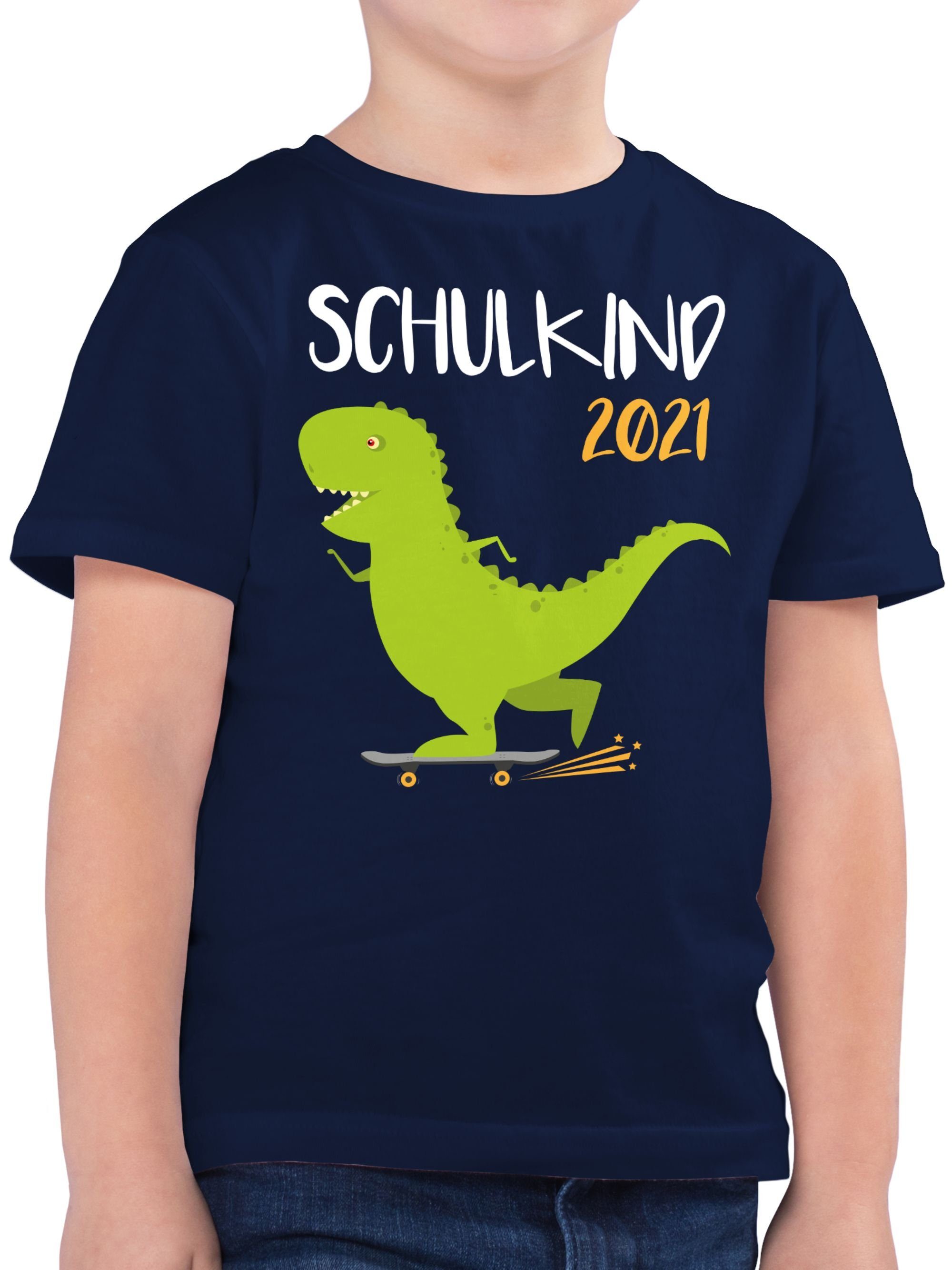 Shirtracer TShirt »Schulkind 2021 Dino mit Skateboard Einschulung