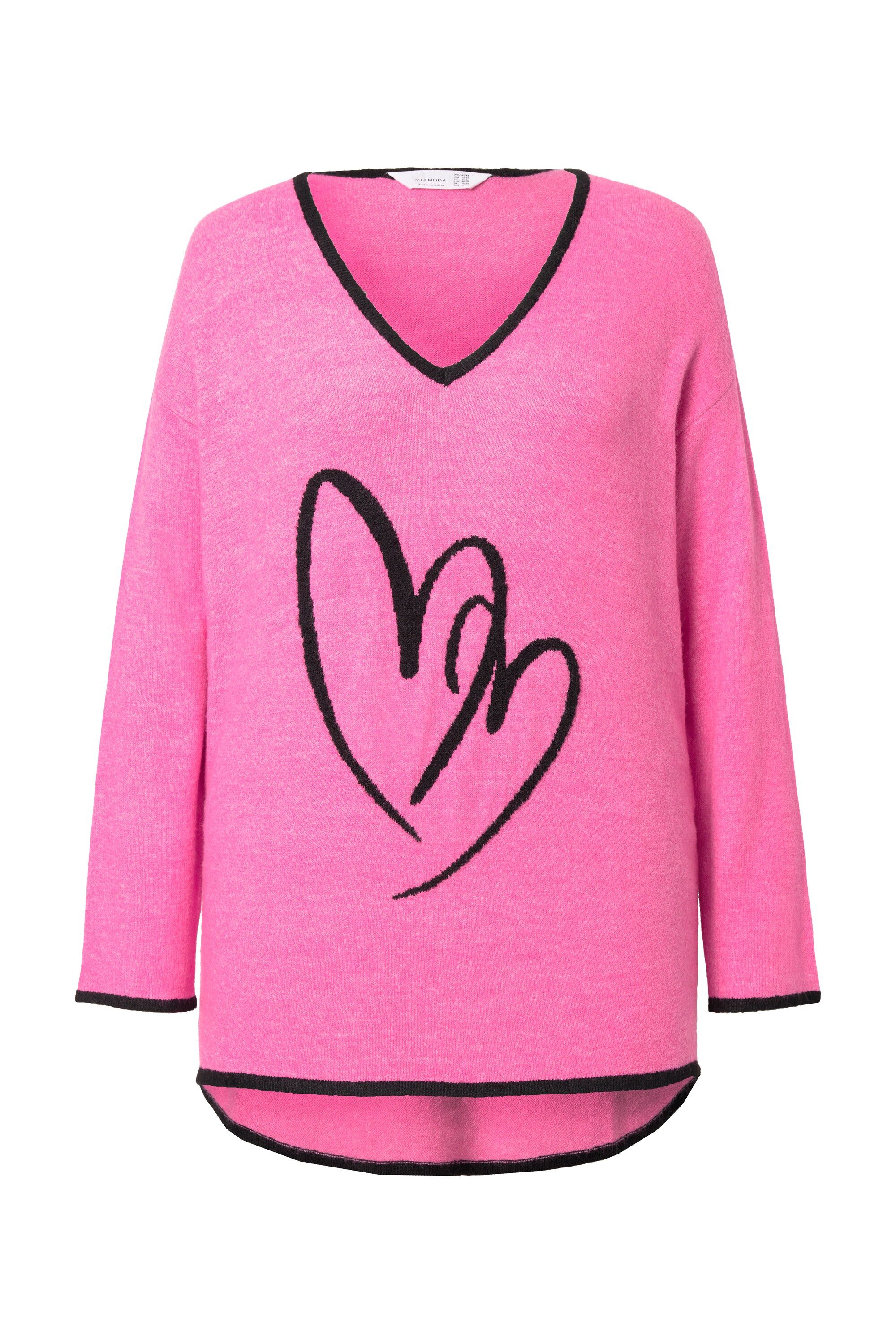 MIAMODA Strickpullover Pullover bequeme Passform Herz-Motiv günstig online kaufen