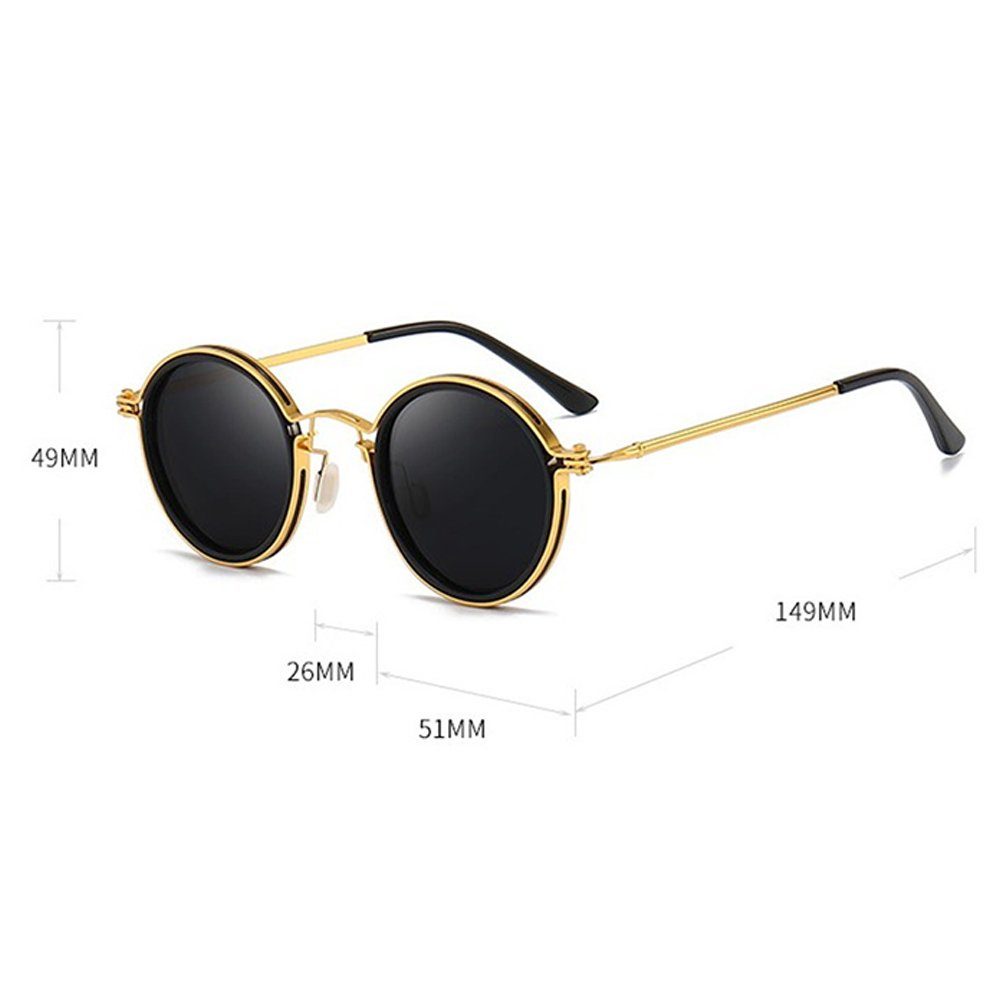 Sonnenbrille Retro-Sonnenbrille, polarisierte mit Sonnenbrille Metallrahmen GLAMO Runde