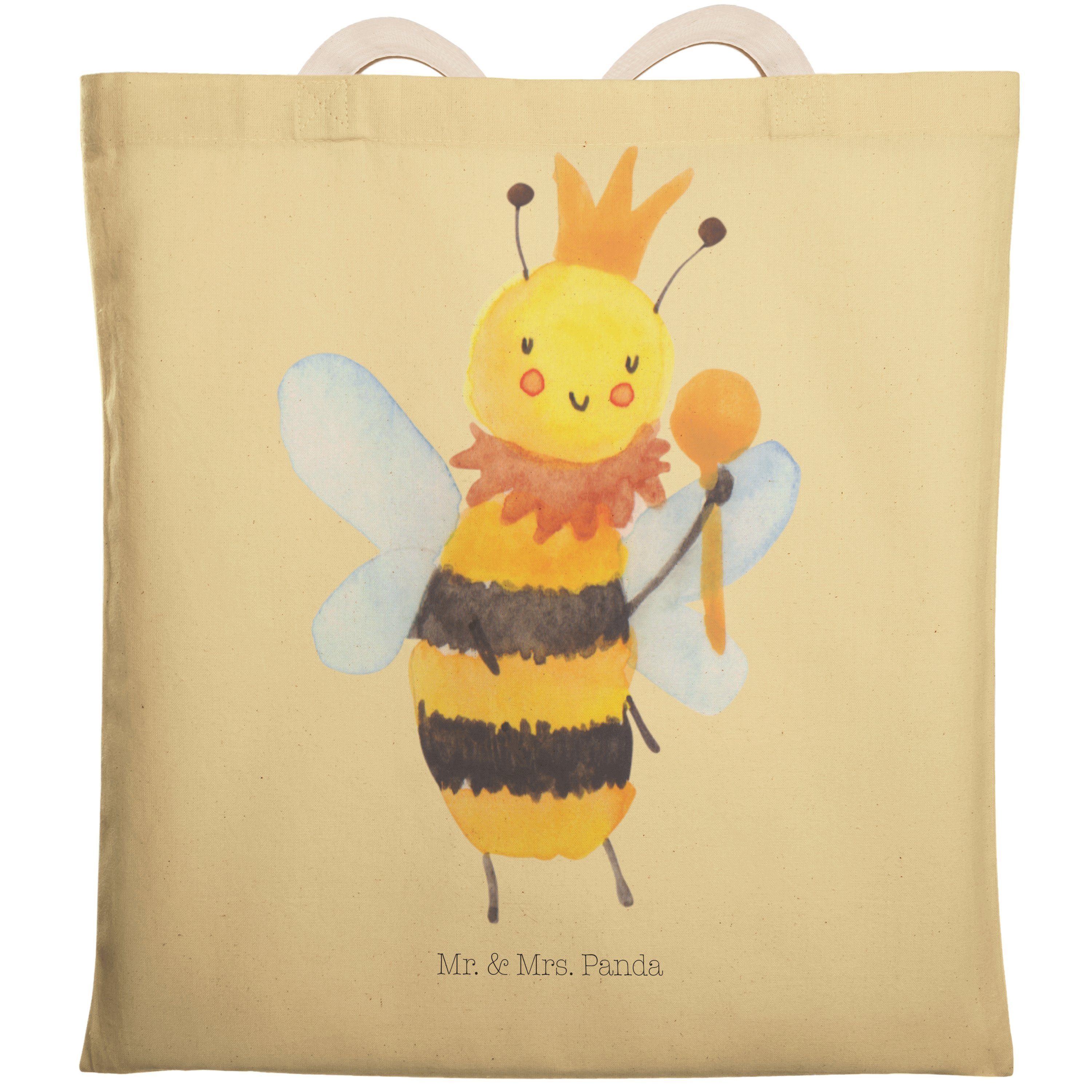 Mr. & Mrs. Panda Tragetasche Biene König - Gelb Pastell - Geschenk, Beuteltasche, Hummel, Beutel, (1-tlg), Robust & Belastbar