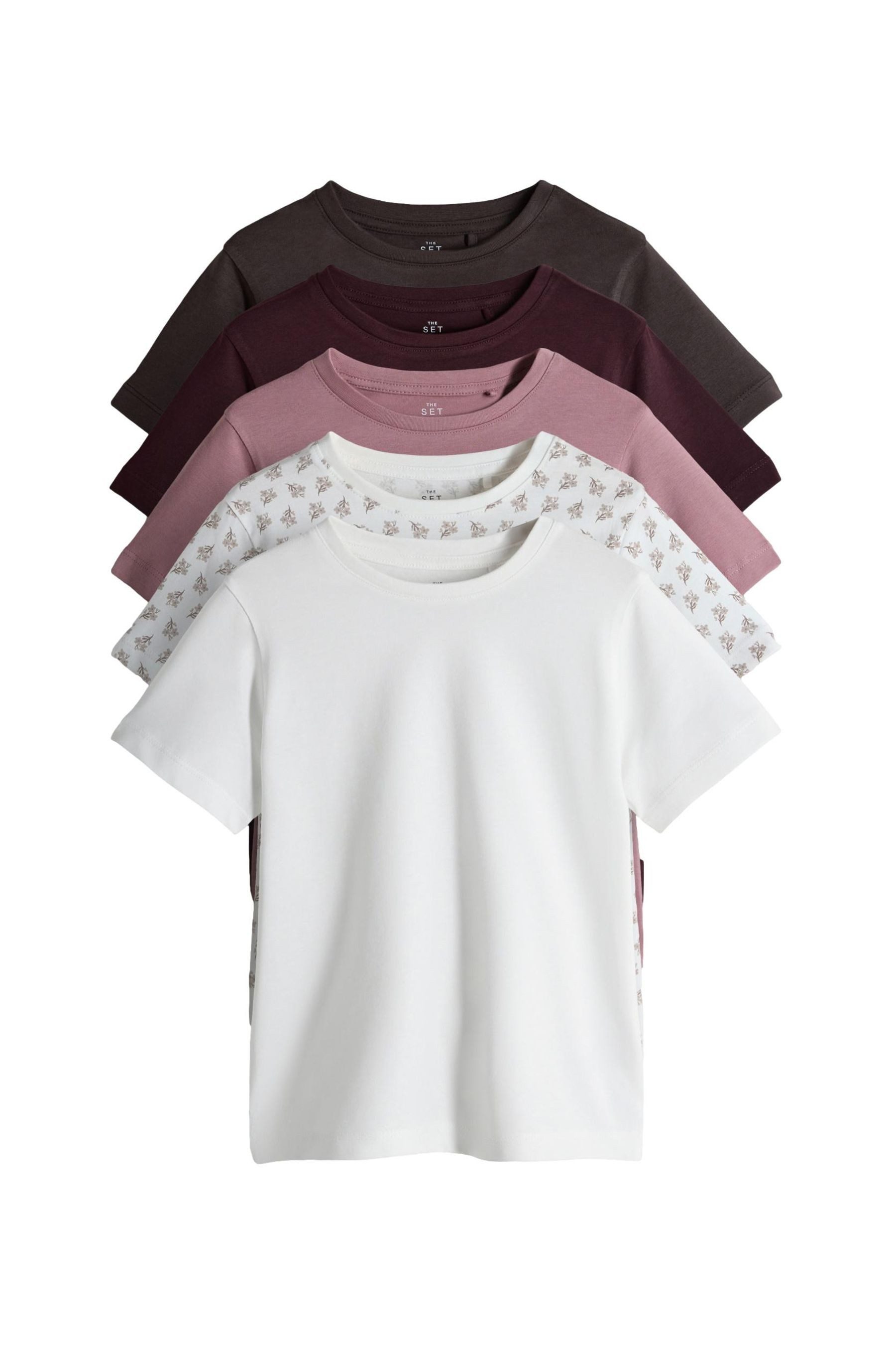 T-Shirt The Set Kurzarm-Skater-T-Shirts, 5er-Pack