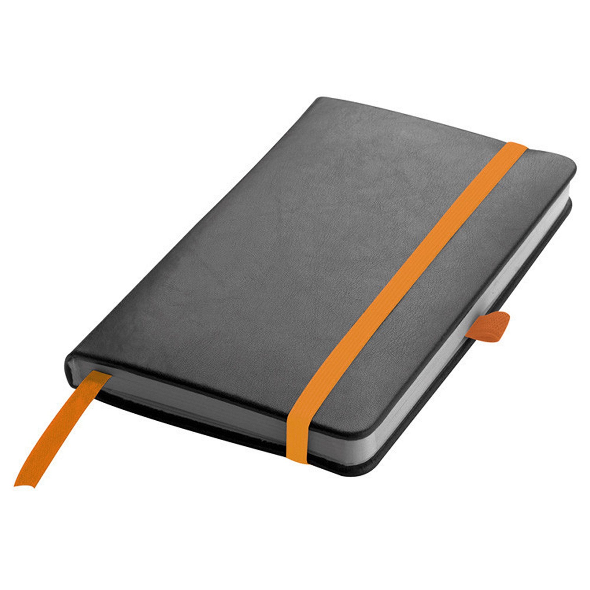 Macma Notizbuch Notizbuch / DIN A6 / 160 Seiten / Farbe: schwarz mit orangen Lesebändc