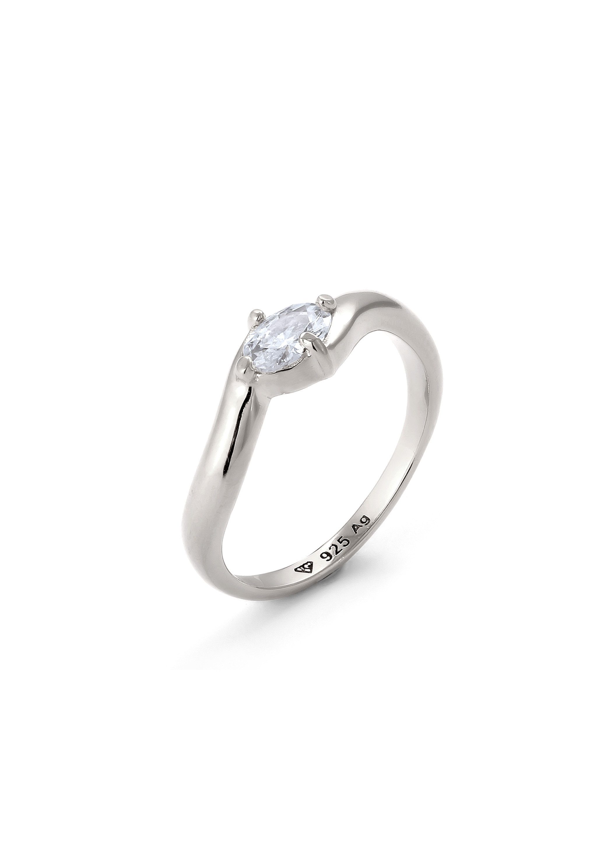 Elli Fingerring Zirkonia Oval Weiß 925 Sterling Silber