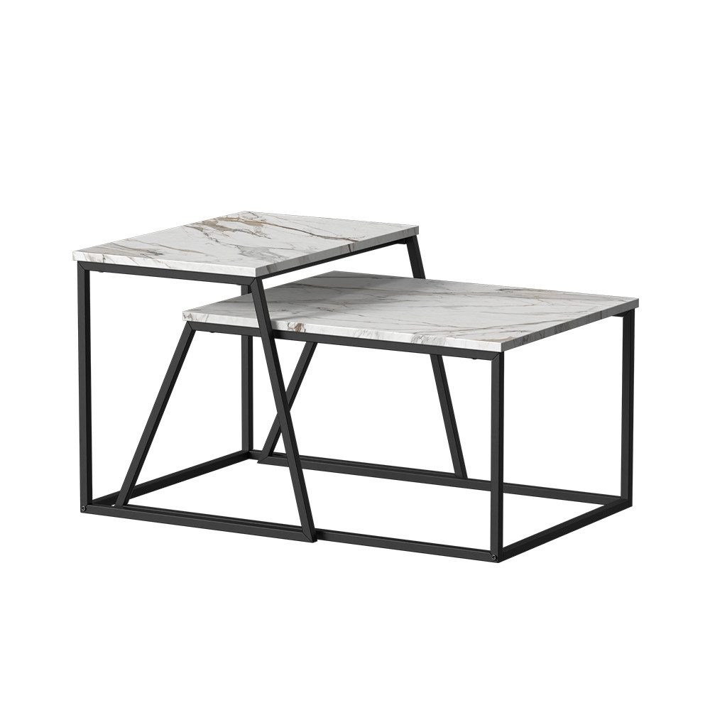 Vicco Couchtisch Myra, Schwarz/Marmor-Weiß/Schwarz, 60 x günstig online kaufen
