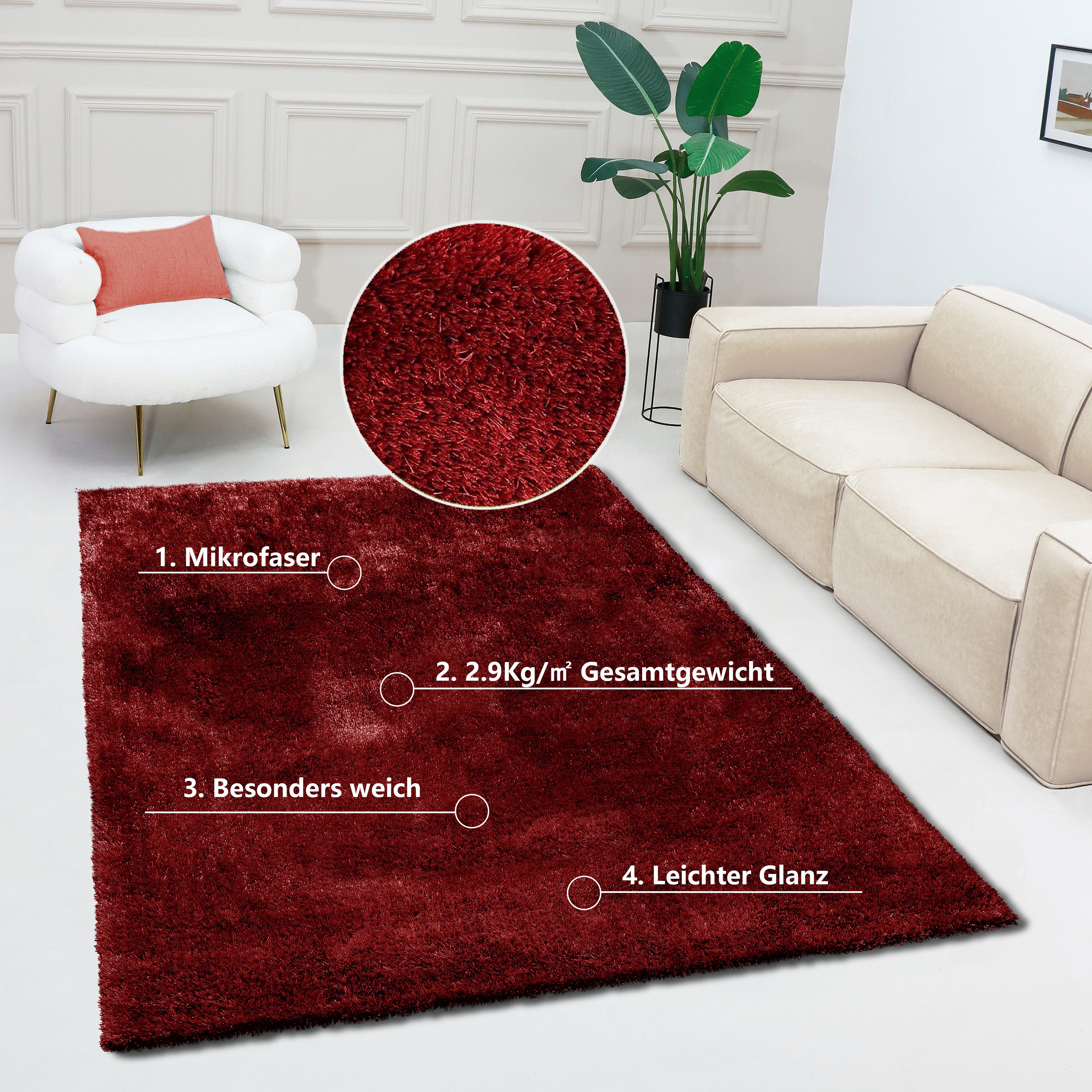 Bruno Banani Teppich Dana Teppich, besonders weich und kuschelig, Kundenliebling, rechteckig, Höhe: 30 mm, uni, Mikrofaser Teppiche, Wohnzimmer, Schlafzimmer, Esszimmer