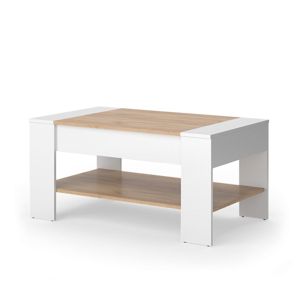 Vicco Couchtisch August, Goldkraft Eiche/Weiß, 99.6 günstig online kaufen