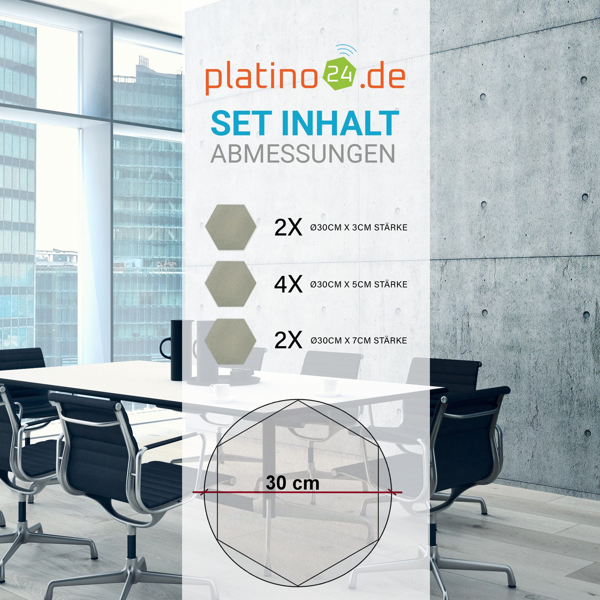 platino24 Schallschutzpaneel Edition LOFT 8 Elemente 3D I Ø 300mm, Schalldämmung Wand & Decke