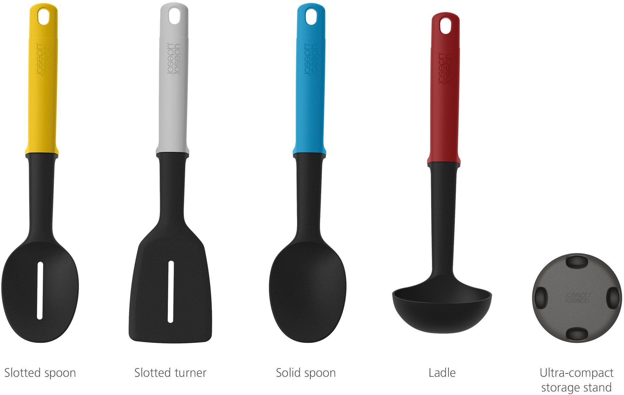 Joseph Joseph Kochbesteck-Set Elevate™ Slim (Set, 5-tlg., Storage stand, Slotted Turner, Slotted spoon, Solid spoon, Ladle), mit Ständer