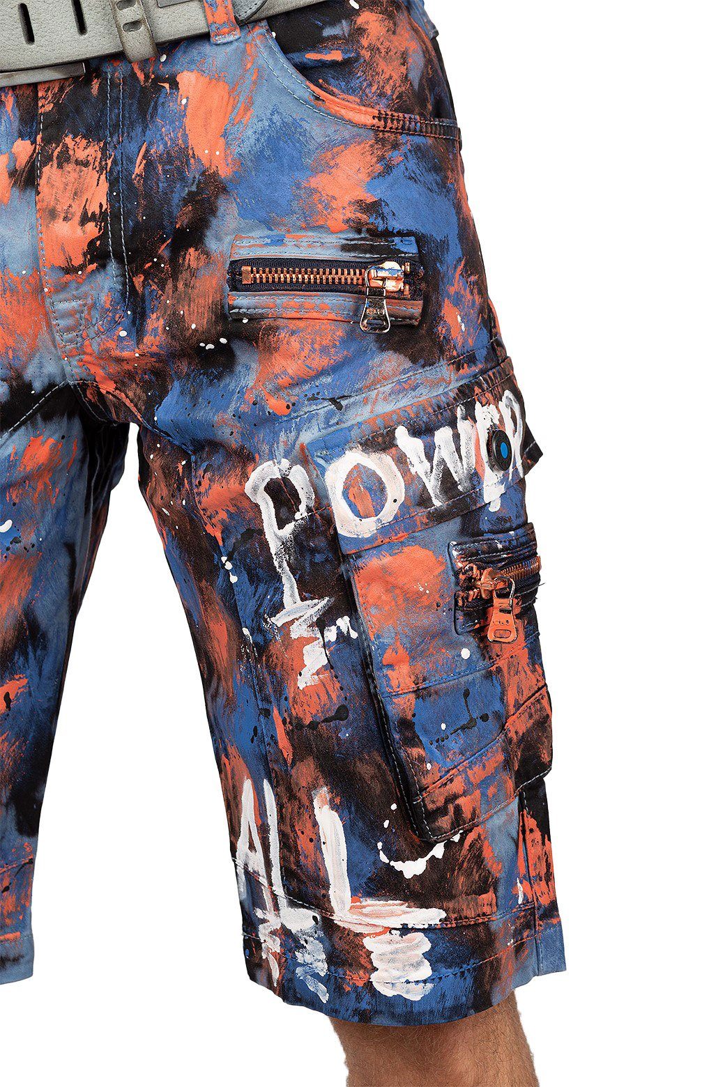 Cipo & Baxx Jeansshorts Herren Regular Fit Kurze Hose Mid Waist BA-CK204 Einzigartiges Design mit Graffiti-Paint-Style – Bild 5 von 5