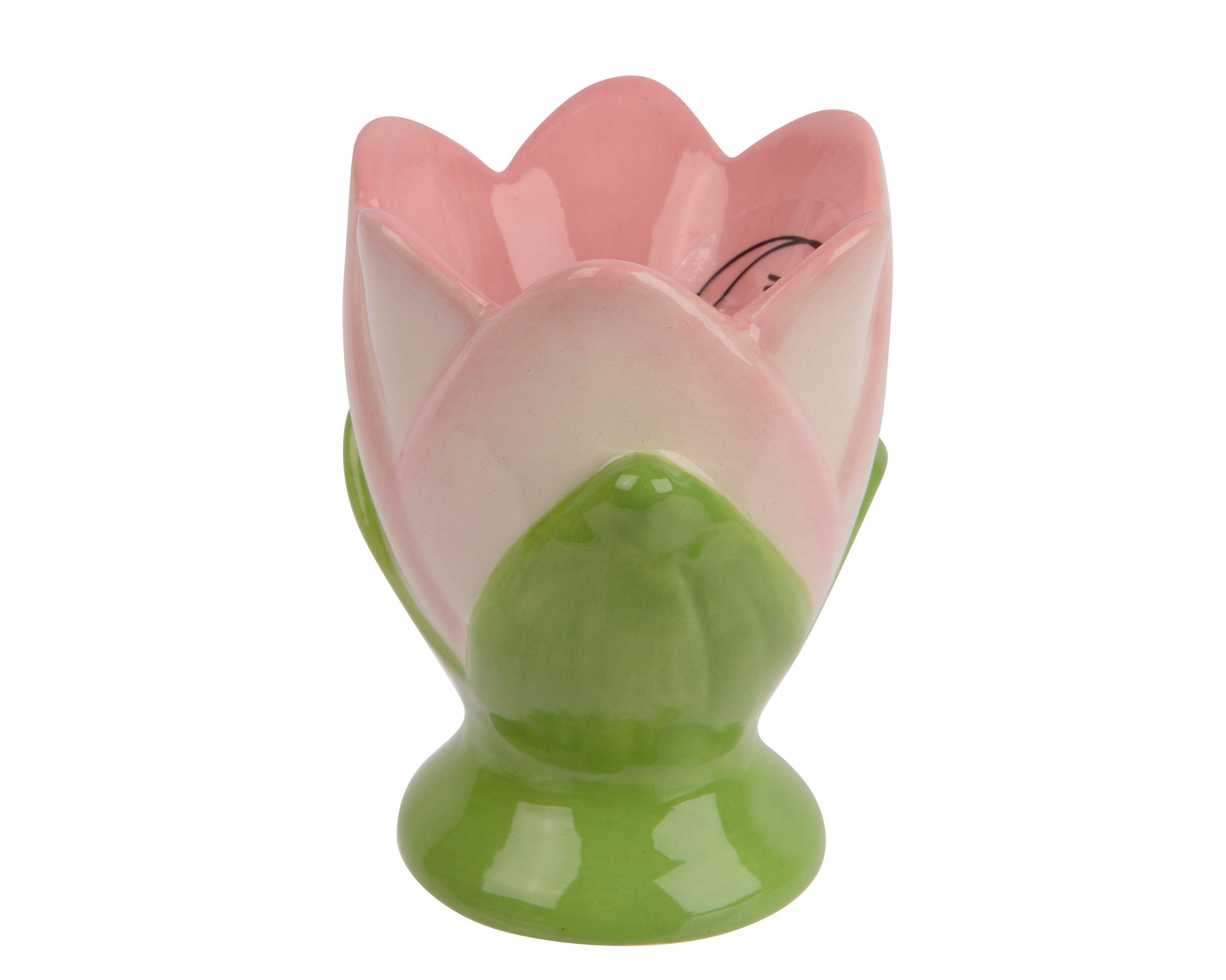 Decoris season decorations Eierbecher, Eierbecher Dolomit Keramik 5,5x7cm Tulpen Blütenform Rosa Grün