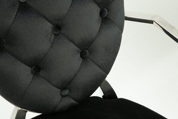 riess-ambiente Esszimmerstuhl MODERN BAROCK schwarz / silber, Esszimmer · Samt · Edelstahl · mit Armlehne
