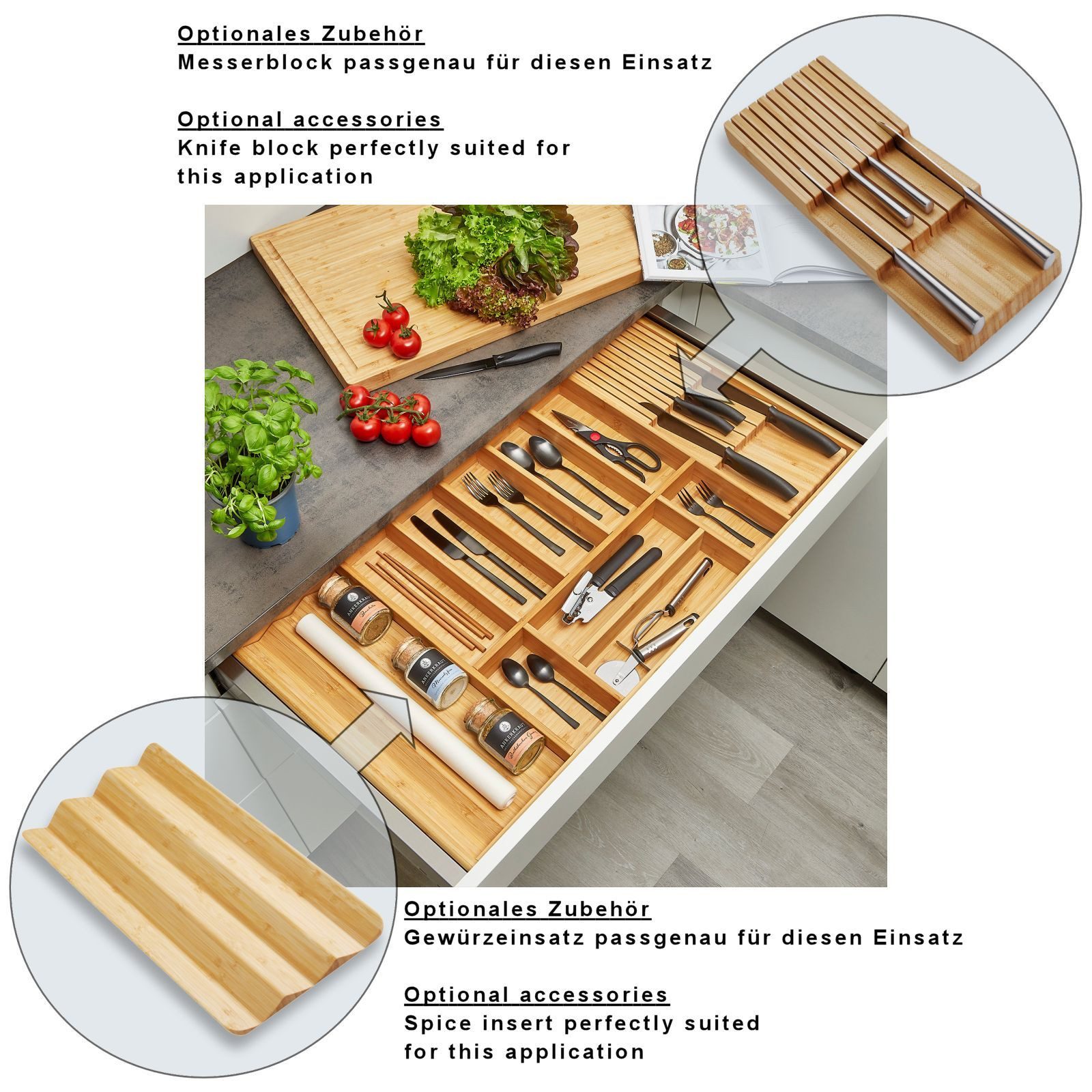 SO-TECH® Besteckeinsatz Bambus Besteckkasten ORGA-BOX 3 für Nobilia-Küche a günstig online kaufen