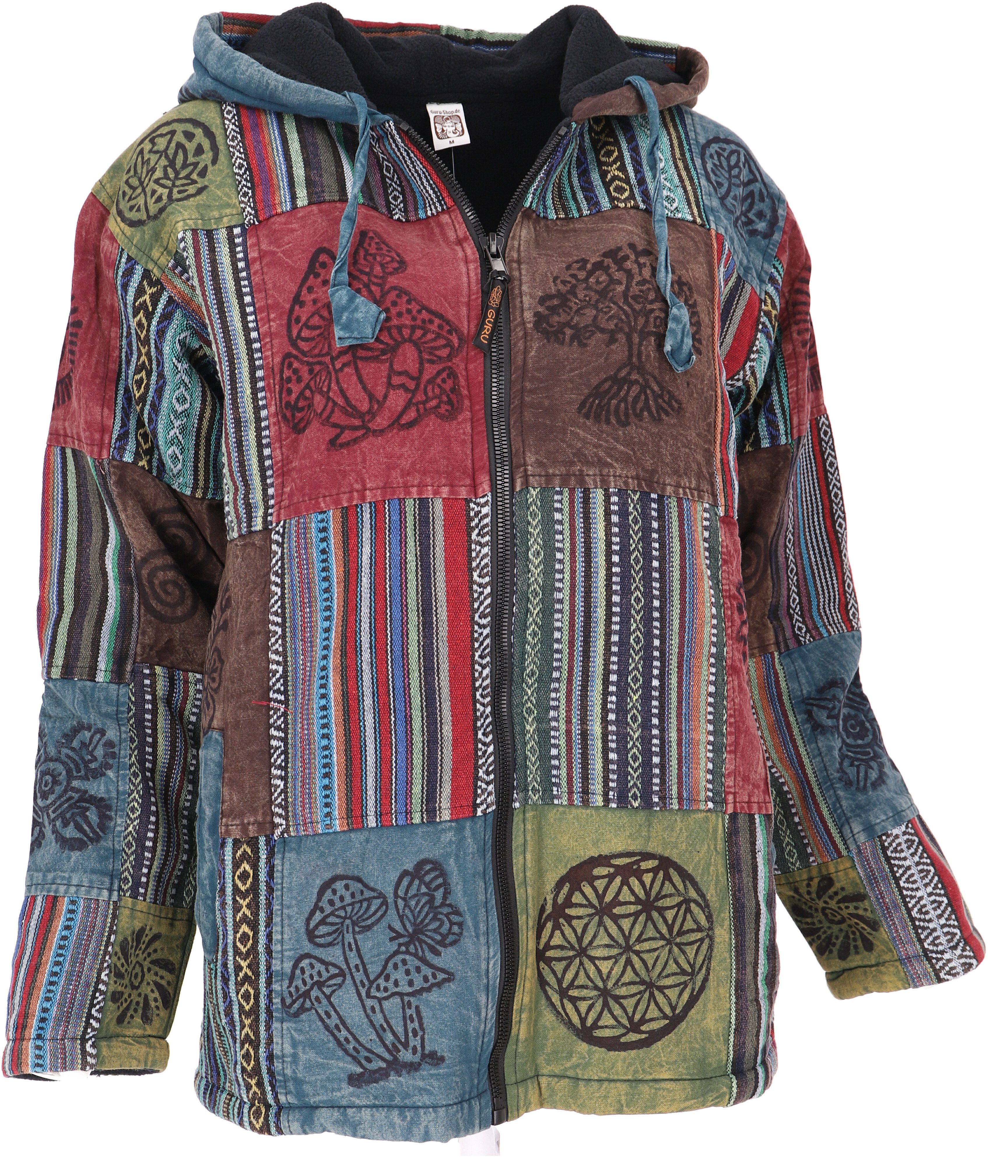Guru-Shop Strickjacke Goa Jacke, Patchwork Sweatshirt Jacke - blau/bunt Hip günstig online kaufen