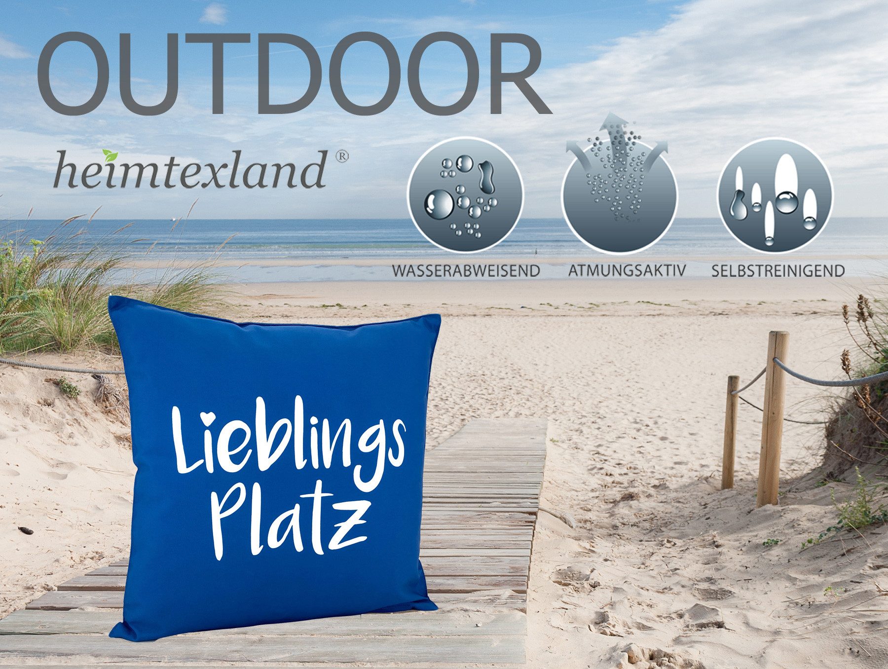 heimtexland Dekokissen Outdoorkissen Garten Deko Outdoor Kissen Maritim, schmutz- und wasserabweisend