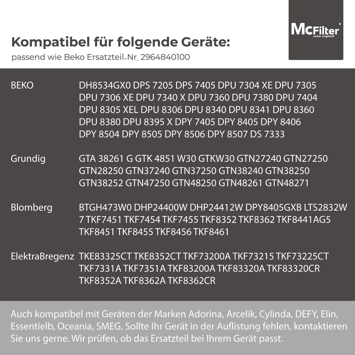 McFilter Ersatzfilter (4 Stück) Schwammfilter geeignet für Beko DPU 7404 7305 8340 8380, Zubehör für Trockner, Wärmepumpentrockner, Kondenstrockner, Schaumstoff – Bild 5 von 5