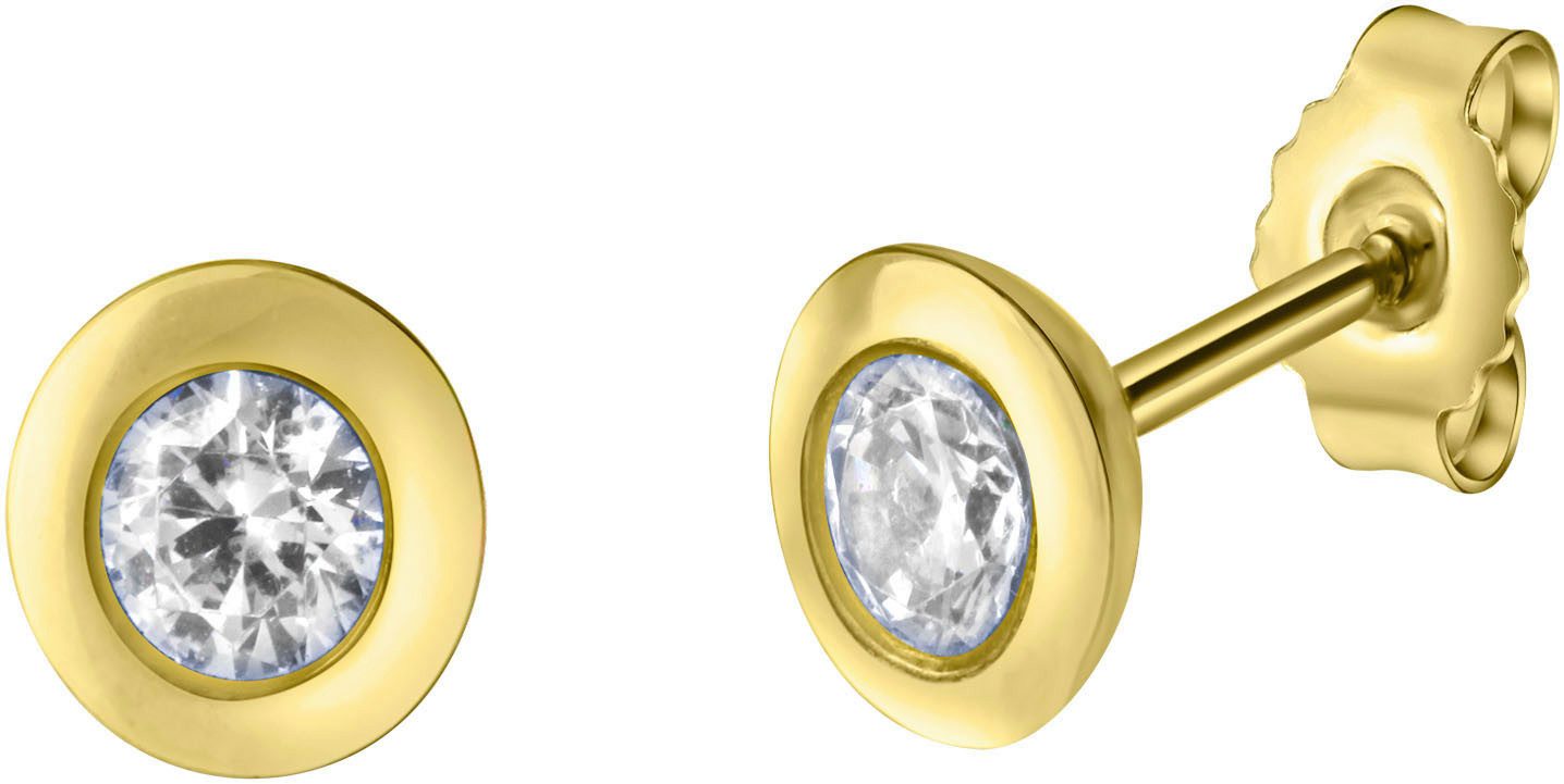 Firetti Paar Ohrstecker Schmuck Geschenk, Ohrringe Solitär, Gold 375, mit Zirkonia (synth)