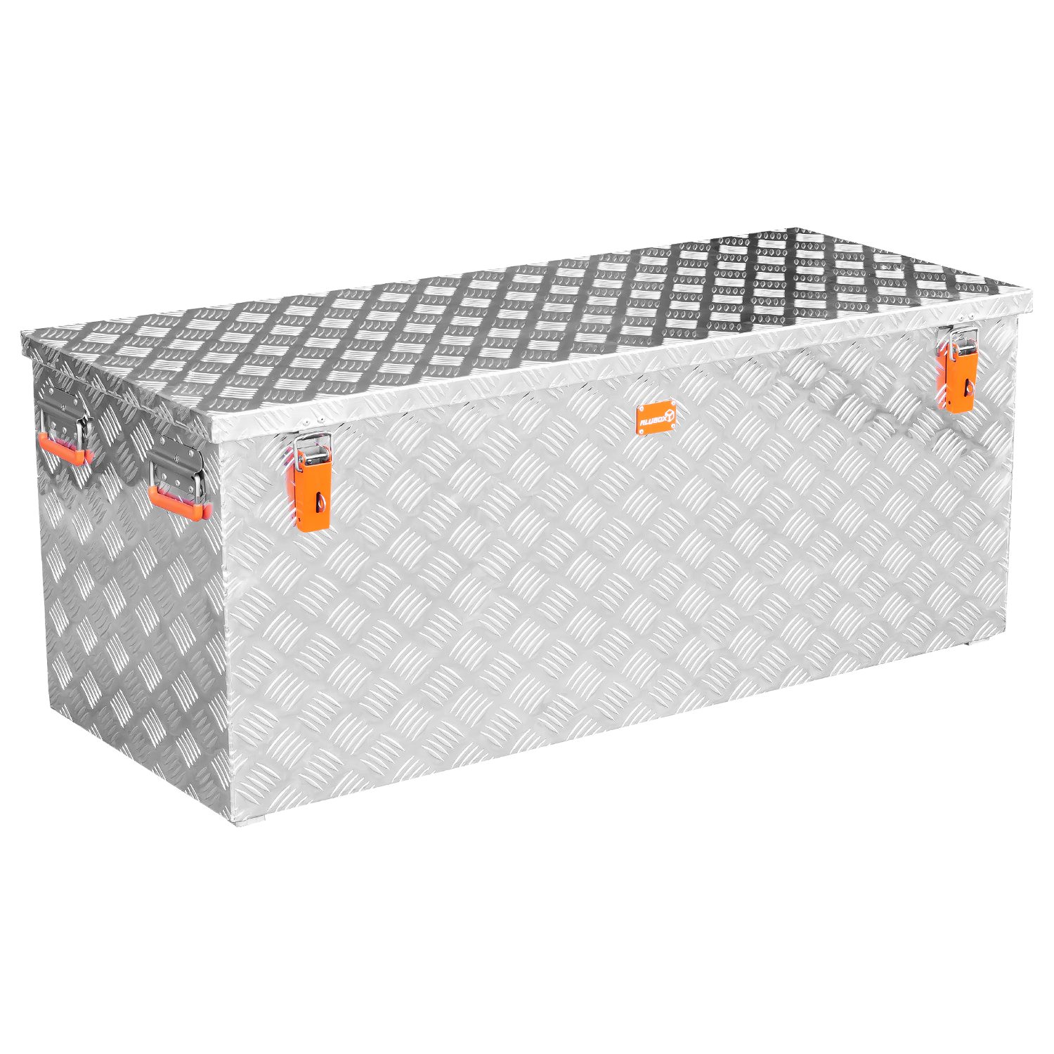 ALUBOX Aufbewahrungsbox aus Aluminiumriffelblech massiv Transportkiste (312 Liter), Fangbänder & Gasdruckheber im Deckel