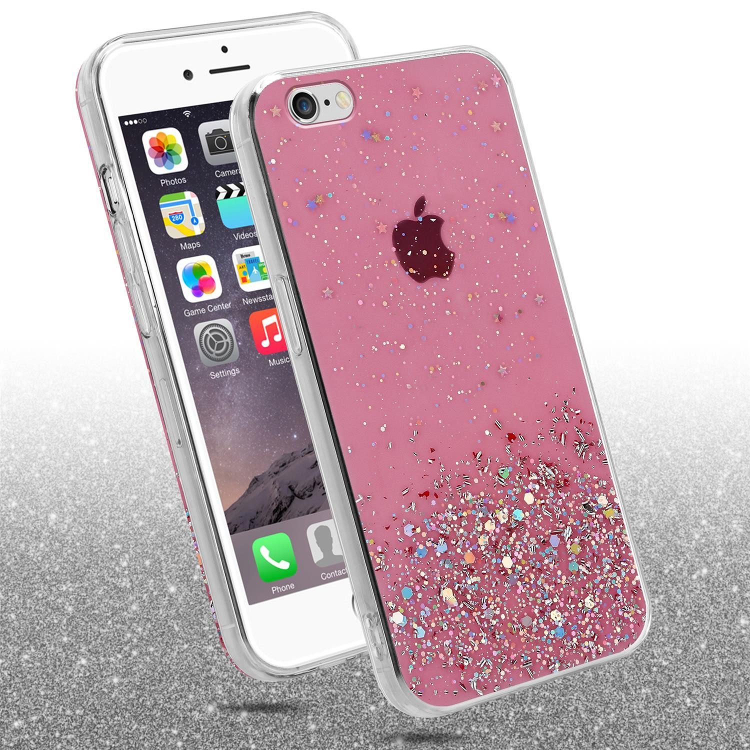Cadorabo Handyhülle für iPhone 6 / 6S Hülle Apple iPhone 6 / 6S, Flexible TPU Silikon Handy Schutzhülle - Hülle - mit Glitzer
