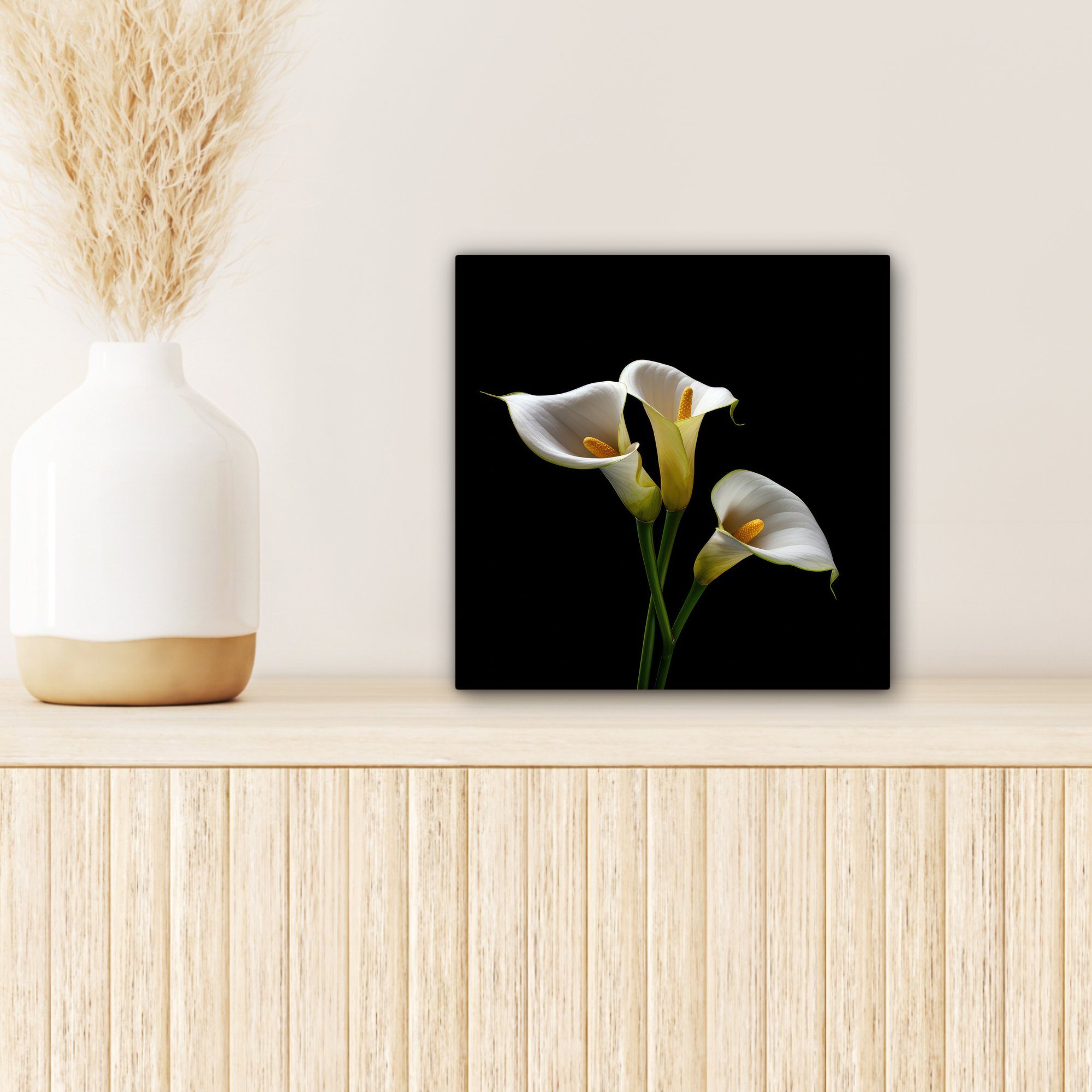 OneMillionCanvasses® Leinwandbild Pflanzen - - Schlafzimmer, Natur cm 20x20 Bilder Weiß - Wohnzimmer Blumen - Leinwand (1 Botanisch, St), für